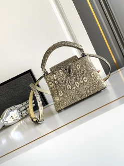 LV Top Handle Bags Monogram Canvas (Beige-Grey) 21X14X8CM A100202608072322
