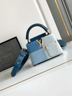 LV Top Handle Bags Monogram Canvas (Blue-Gold) 21X14X8CM A100202608070768