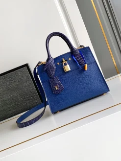LV Top Handle Bags Monogram Canvas (Blue-Gold) 21X20X11CM A130202608071668