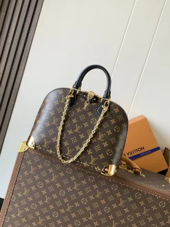 LV Top Handle Bags Monogram Canvas (Brown-Gold) 25X16X31CM F30202608071376