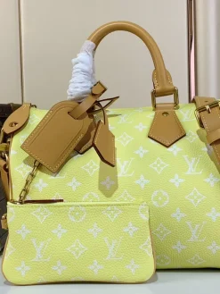 LV Top Handle Bags Monogram Leather (Yellow-Tan) 30X17X21CM I00202608070373