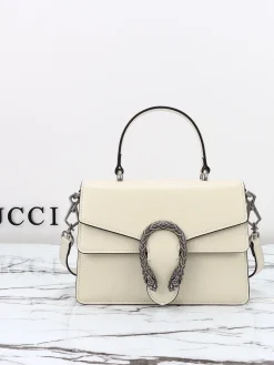 GUCCI Top Handle Bags Patent Leather (White-SiGUCCIer) 22X16X8CM E30202608060223