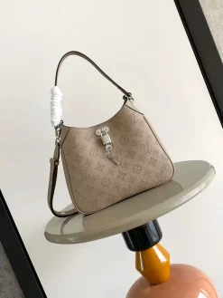 LV Top Handle Bags Perforated Calf Leather (Taupe-Silver) 25X20X6CM G80202608071494