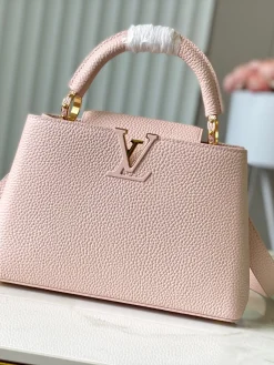 LV Top Handle Bags Taurillon Leather (Pink-Gold) 27X18X9CM I50202608072209