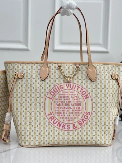 LV Totes Bags Canvas Calfskin (Beige-Pink) 31X15X28CM E80202608070622