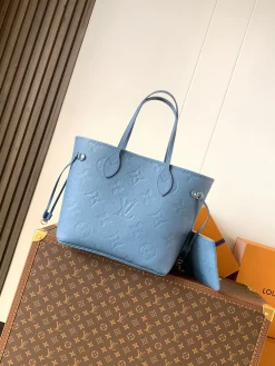 LV Totes Bags Canvas Leather (Blue) 32X29X17CM F80202608071780