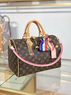Alternative view of LV Totes Bags Canvas Leather (Brown-Pink) 30X21X17CM H50202608072694