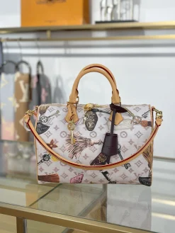 LV Totes Bags Canvas Leather (Cream-Tan) 30X21X17CM I30202608070812