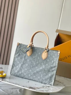 LV Totes Bags Canvas (Light Blue-Tan) 35X27X14 CM H20202608071578
