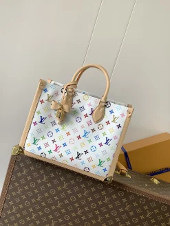 LV Totes Bags Coated Canvas (White-Beige) 27X14X35 CM G30202608070494