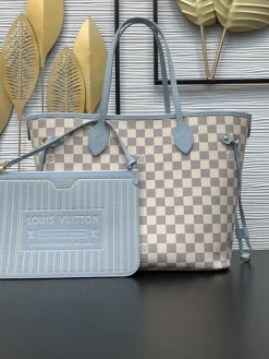 LV Totes Bags Damier Azur Canvas (White-Grey-Light Blue) 47X28X14 CM H30202608070790