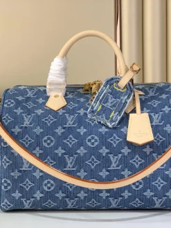 LV Totes Bags Denim (Blue-Beige) 30X21X17 CM E50202608072055