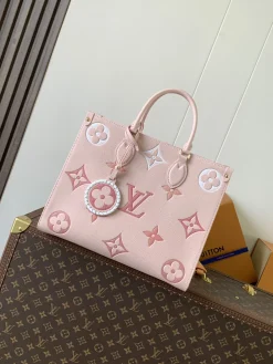 LV Totes Bags Embossed Calf Leather (Pink-White) 34X26X13CM F00202608070471