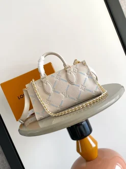 LV Totes Bags Empreinte Leather (Beige-Blue-Gold) 25X13X10CM H00202608070501