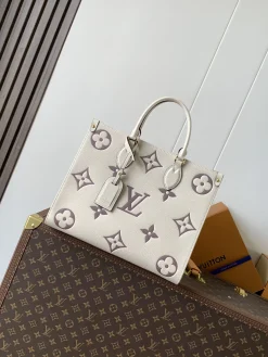 LV Totes Bags Empreinte Leather (Cream-Taupe) 35X27X14CM F50202608071983
