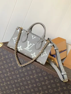 LV Totes Bags Empreinte Leather (Grey-White) 25X13X10CM E80202608071299