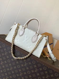 LV Totes Bags Empreinte Leather (White-Gold) 25X13X10CM E80202608071295