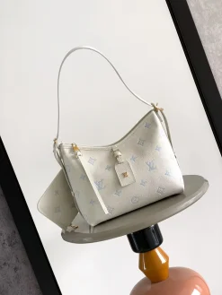 LV Totes Bags Empreinte Leather (White-Light Blue) 24X12X29CM H30202608072454