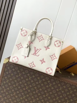 LV Totes Bags Empreinte Leather (White-Pink) 35X27X14CM F00202608070140