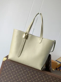 LV Totes Bags Grained Calfskin Leather (Beige-Gold) 47X30X14CM G50202608071244