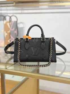LV Totes Bags Leather (Black-Gold) 25X13X10CM I80202608070801