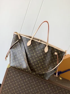 Alternative view of LV Totes Bags Monogram Canvas (Beige-Dark Brown) 32X19X39CM E50202608071659