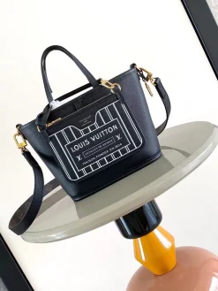LV Totes Bags Monogram Canvas (Black-Gold) 14X9X24CM G30202608072096