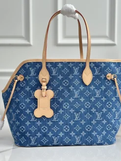 LV Totes Bags Monogram Canvas (Blue-Tan) 31x28x14 cm D70202608070457