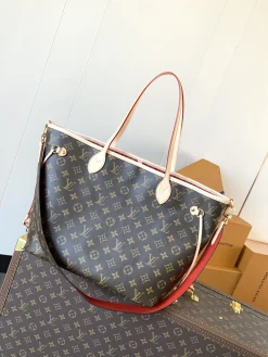 LV Totes Bags Monogram Canvas (Brown-Red) 28X14X31CM E00202608071662
