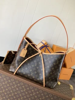 LV Totes Bags Monogram Canvas (Brown-Tan-Red) 39X30X15CM D80202608071274