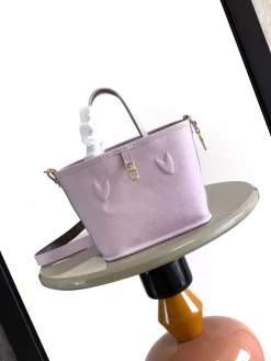 LV Totes Bags Monogram Canvas (Purple-Gold) 14X9X24CM G30202608072095