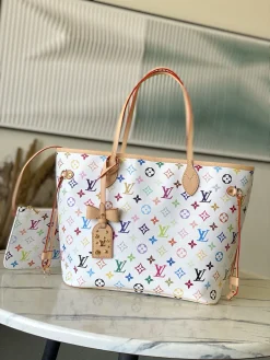 LV Totes Bags Monogram Canvas (White-Tan) 31x28x14 cm E80202608072474