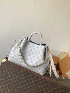 LV Totes Bags Perforated Calfskin (White-Blue) 23X13X32CM G00202608071508