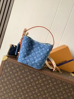 LV Trend Bags Cotton Leather (Blue-Tan) 16X18X12CM D50202608070937