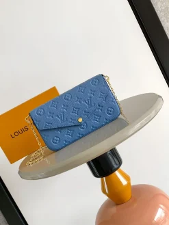 LV Wallet Bags Empreinte Canvas (Blue-Gold) 21X12X3CM E00202608070971