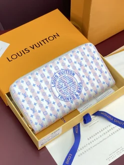 LV Wallet Bags Monogram Eclipse Canvas (White-Pink-Blue) 19X10CM B30202608070072
