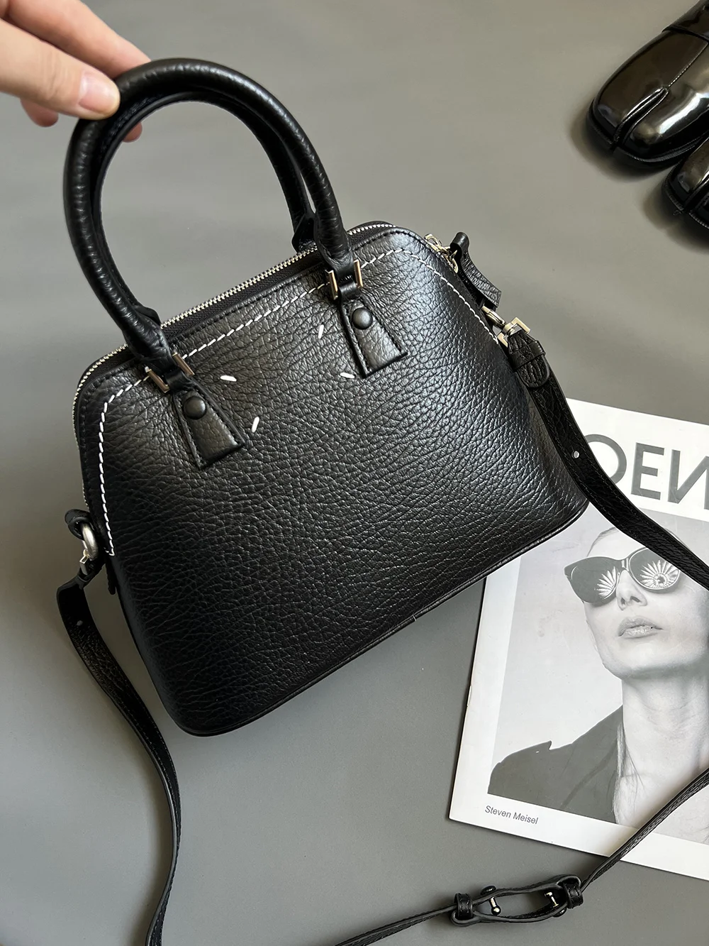 MAISON MARGIELA Shoulder Bags Embossed Cowhide (Black) 26X19X13CM F20202608100050 - Image 5