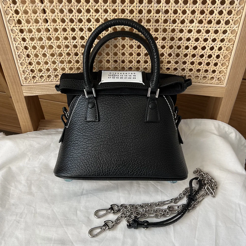 MAISON MARGIELA Shoulder Bags Embossed Leather (Black-Silver) 22X15X10CM D55202608100051 - Image 2