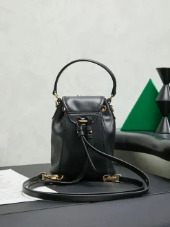 Alternative view of MIU MIU Backpacks Bags Calfskin Leather (Black-Gold) 14X17X8CM G30202608091181