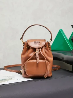 MIU MIU Backpacks Bags Calfskin Leather (Brown) 14X17X8CM G30202608091182