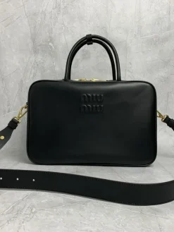 MIU MIU Briefcases Bags Leather (Black-Gold) ONE SIZE H60202608091355