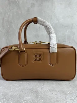MIU MIU Bucket Bags Calfskin Leather (Brown-Gold) 27X12X9CM G00202608091382