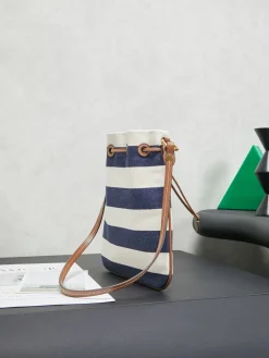 Alternative view of MIU MIU Bucket Bags Leather (Blue-White-Brown) 20X23CM D00202608091213