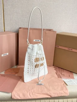 Alternative view of MIU MIU Bucket Bags Raffia Leather (White-Beige) 20X23CM D30202608091209