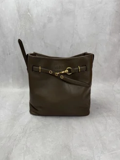 MIU MIU Bucket Bags Vegetable Tanned Leather (Brown-Gold) 30X31X13CM G80202608090435