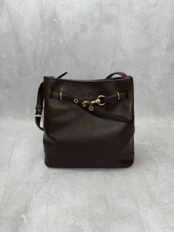 MIU MIU Bucket Bags Vegetable Tanned Leather (Brown-Gold) 30X31X13CM G80202608090436