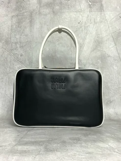 MIU MIU Casual Bags Calf Leather (Black-White) 34X23X11CM G80202608091360