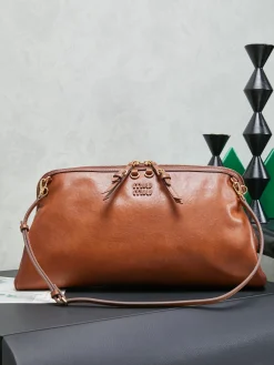 MIU MIU Casual Bags Calf Leather (Brown-Gold) 38X31X11CM G80202608090391