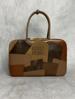 MIU MIU Casual Bags Calf Leather (Brown-Tan) 34X23X11CM I20202608091370