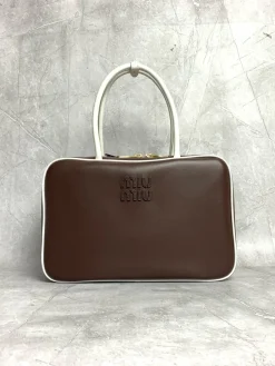 MIU MIU Casual Bags Calf Leather (Brown-White) 34X23X11CM G80202608091359